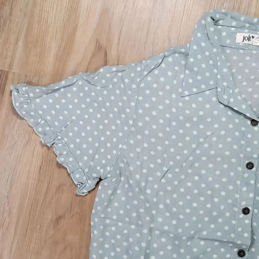 🔺️Jolt Blueish Gray Polka Dot Buttoned Top Small